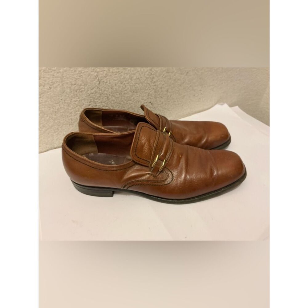Vintage Mason shoe velvet horse bit Men's Brown Leather Slip-On Dress Shoes 12 B